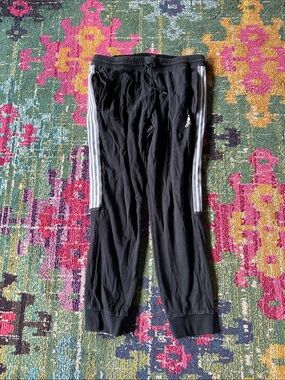 adidas Black Men’s Joggers with White Side Stripes